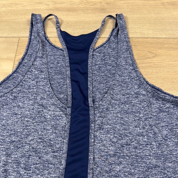 Nike Women’s Studio Cutout Heathered Blue Dri-Fit Tank Top - Picture 7 of 11